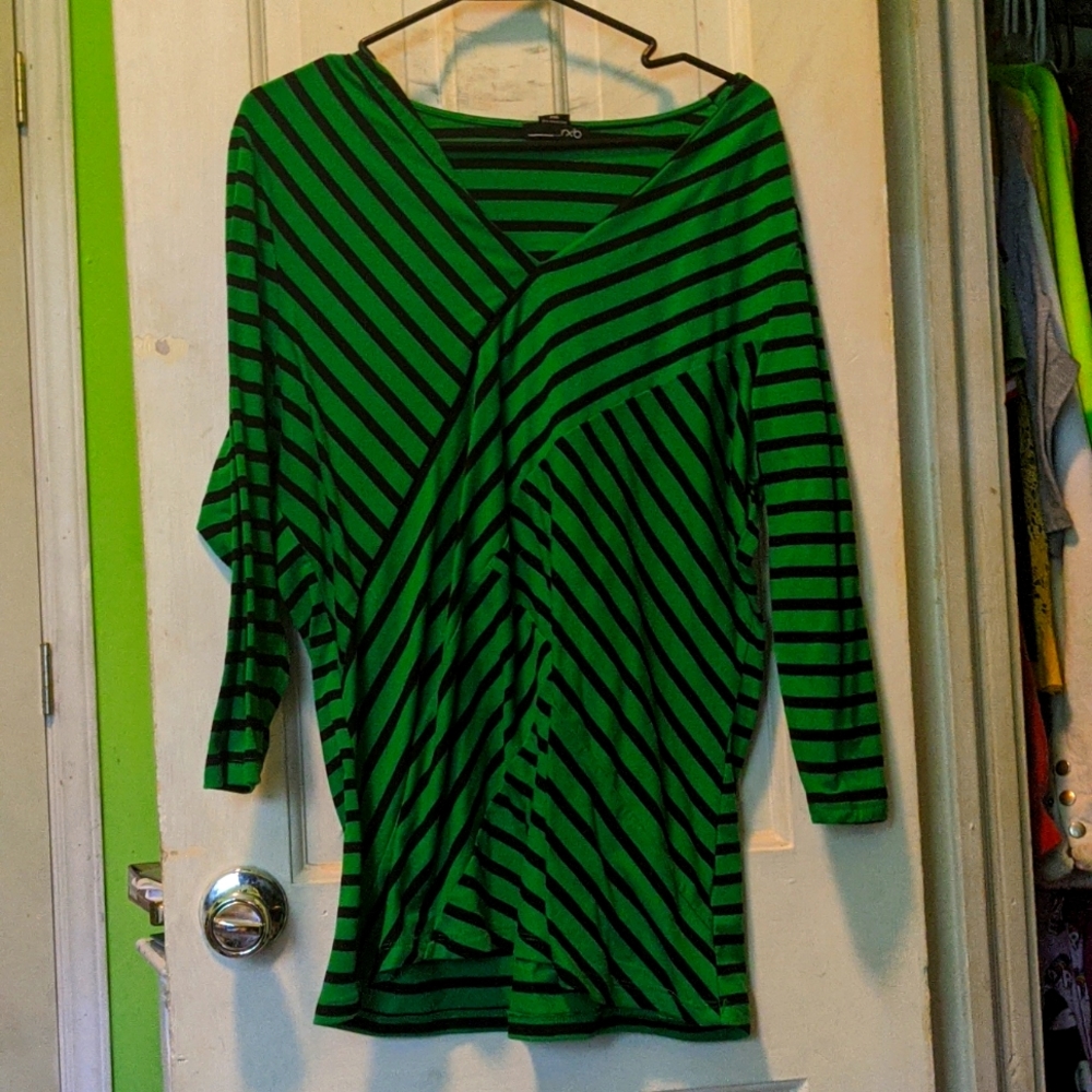 Green and Black Striped Shirt